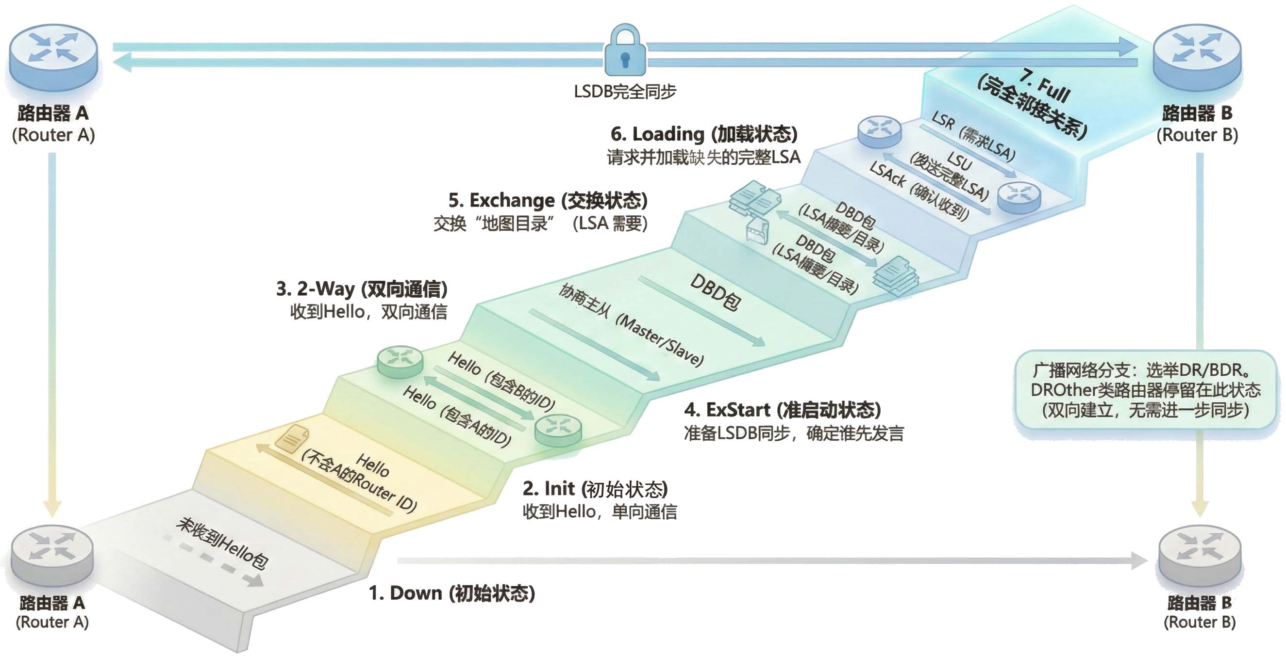 OSPF邻居状态机示意图